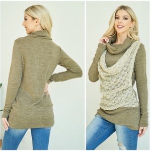 Sage Colored Blouse with Front Cowl Soft and Comfy Boutique New